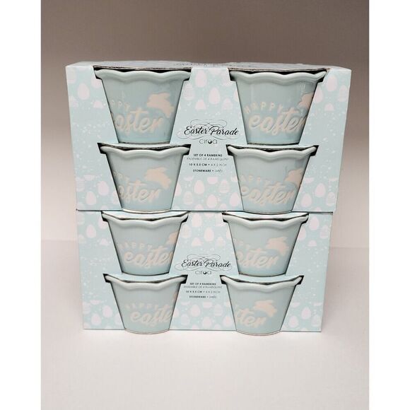 Ciroa Ramekins Happy Easter Pastel Purple Bunny Rabbit Candy Dish Stoneware New - Picture 1 of 5